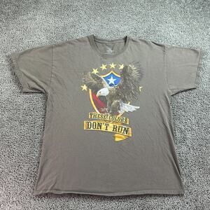 Patriotic Shirt Mens Extra Large Brown Bald Eagle Colors Dont Run USA READ